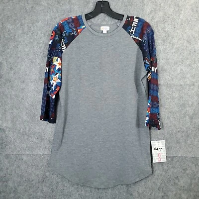 Nueva Camisa LuLaRoe Randy Para Mujer Gris Azul Marino Geométrica Chevron Mangas 3/4 Top Nueva con Etiquetas Foto 1 de 4