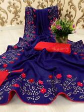 Vichitra Silk Indian Designer Diamond Work Saree Pakistani Bollywood Party Sari