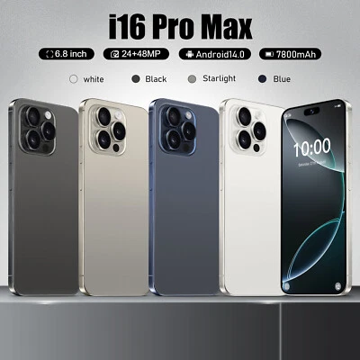 New i16 Pro Max 6.8" Android Smartphone Unlocked Dual SIM Mobile Phone 2025 - Image 1 of 4