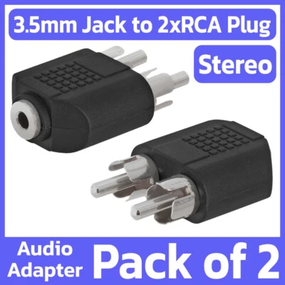 CMPLE 2 Pack 3.5mm Female Jack to 2 RCA Male Plug Stereo Audio Adapter AUX Converter