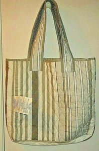 Borsa Martha Stewart Macy's grigia a righe tote bag molto grande in poliestere - Foto 1 di 3