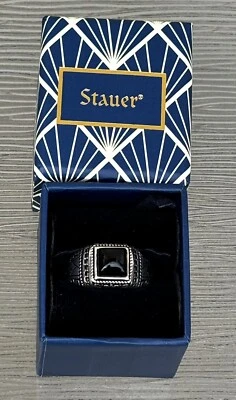 Anillo de hombre Stauer plata de ley espinela negra talla 13 con caja 925 Foto 1 de 4