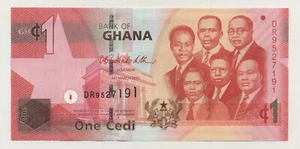 Ghana 1 Cedis 6-3-2010 Pick 37.b UNC Banknote Stempelglanz - Bild 1 von 2