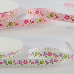 3metres Printed Wildflower Grosgrain Ribbon 10mm Select Colour - Picture 1 of 3