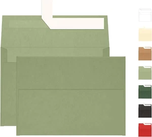 A7 Sage Green Envelopes 100 Pack,  5X7 Self Seal Printable Envelopes for Invitat - Picture 1 of 12