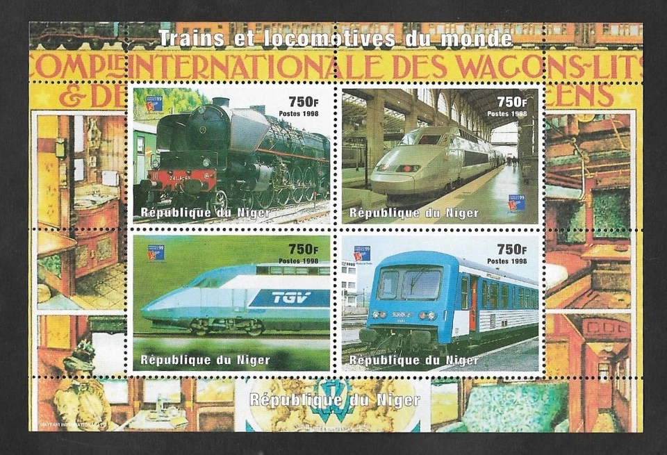 SD)1998 TRENES Y LOCOMOTORAS NIGERIA DEL MUNDO, HOJA RECUERDO, MNH Foto 1 de 1
