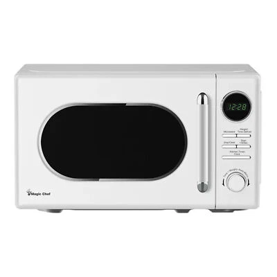 Magic Chef 0.7 Cubic Feet 700 Watt Retro Countertop Microwave, White (Open Box) - Image 1 of 4