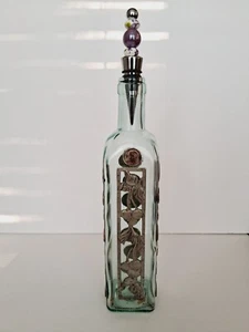 Bottle with a Beautiful Metalic Deco + USA Coins. Home Decoration Hand Made - Picture 1 of 11