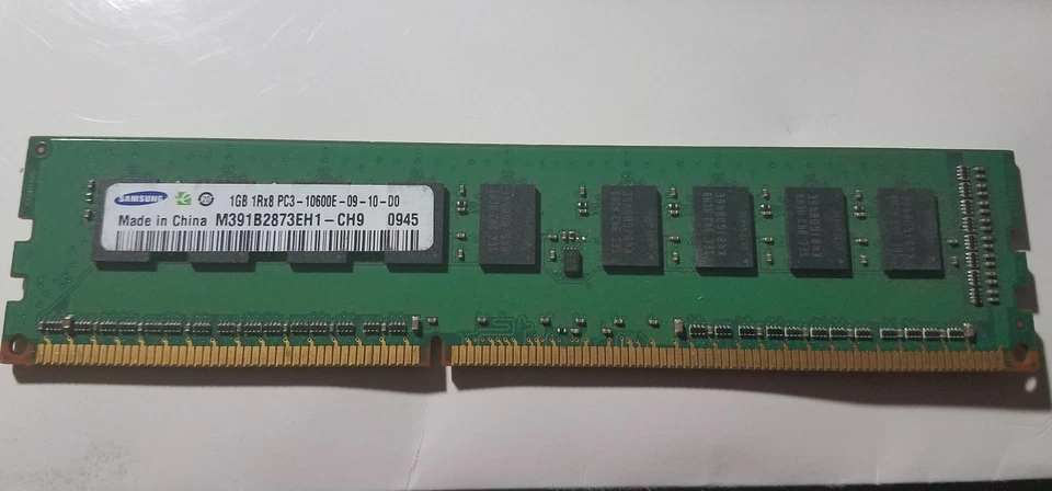SAMSUNG 1GB 1RX8 PC3-10600E UNBUFFERED ECC DDR3-1333 M391B2873EH1-CH9 - Image 1 of 1