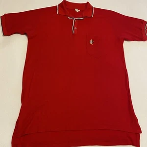 Vintage Shirt Polo Golf JCPenney Red Mens Large Ribbed Sleeves Pima Prince - Picture 1 of 10