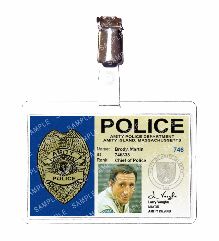 Jaws Amity Martin Brody Badge Cosplay Shark Prop Gift Comic Con Christmas