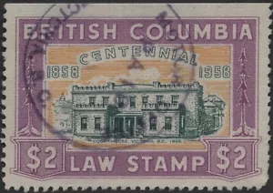 Canada 1958 #BCL50 $2.00 magenta, BC Law, Centennial Issue, used - Picture 1 of 1