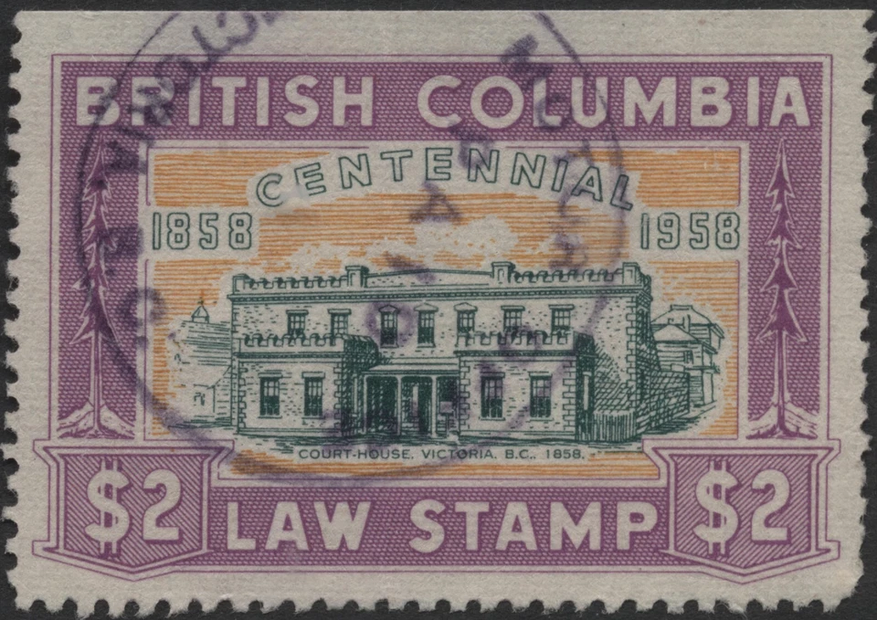 Canada 1958 #BCL50 $2.00 magenta, BC Law, Centennial Issue, used - Image 1 of 1