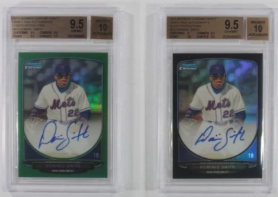 Lote de 2 BGS 9.5 2013 Bowman Chrome Draft Dominic Smith con refractores #BCA-DS Foto 1 de 3