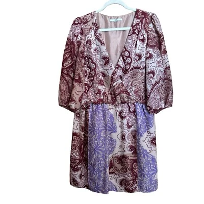 Vestido Tibi Surplice Mujer 12 Multicolor Paisley Estampado Floral Seda Cóctel Foto 1 de 4