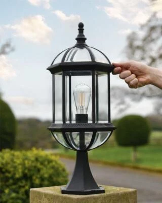 Glass 'Dome' Traditional Pillar Light Outdoor Garden Pathway Lantern - 60cm IP44 - Image 1 of 4