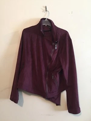 Chaqueta Blazer Mujer Lane Bryant Talla 20 Gamuza Magenta Cremallera Motociclista Elegante Foto 1 de 2