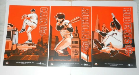 3 SF GIANTS MATT CAIN ORANGE PHOTO POSTER SGA MINT SAN FRANCISCO RICH AURILIA Cover