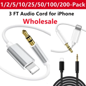 Wholesale LOT For iPhone Audio Cable Adapter 8 Pin to 3.5mm AUX Audio Car  Cord - Picture 1 of 7