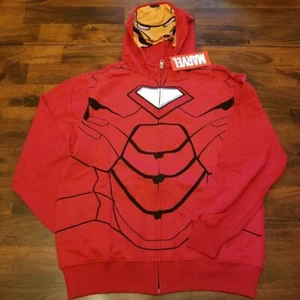 MARVEL CHARACTER MASK HOODIE IRON MAN KIDS XXL 18/20 NWT HALLOWEEN - Picture 1 of 3
