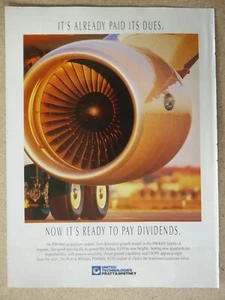 8/1995 PUB PRATT & WHITNEY PW4000 PW4168 MOTOR AIRBUS A330 AIRLINER ORIGINAL ANZEIGE - Bild 1 von 1