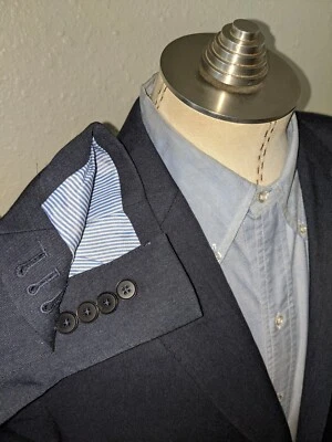 44升Charles Tyrwhitt蓝色Pindots纹理羊毛西装外套运动夹克外套  — 第 1/4 张图片