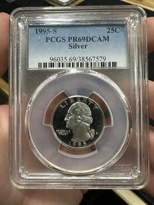 1995-S 25C Washington Quarter PCGS PR69DCAM 90% Silver - Image 1 of 2
