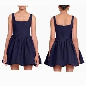 STAUD Landscape Corset Mini Dress in Navy Blue NWOT - Picture 1 of 6