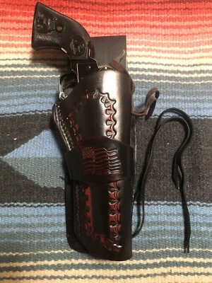 Fits Heritage Rough Rider 4.75 22 LR Revolver Leather Western Drop Holster Flag - Image 1 of 4
