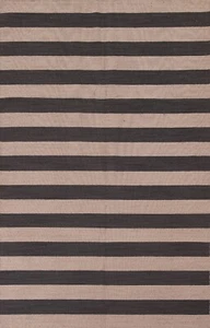 Striped Indian Gabbeh Modern Area Rug 6x8 Hand-knotted Wool Carpet - Picture 1 of 12