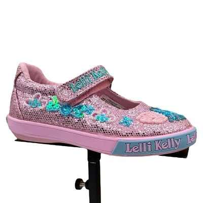 Zapatos sin cordones Lelli Kelly para niñas pequeñas lentejuelas Mary Janes talla 9 rosa aguamarina Foto 1 de 4