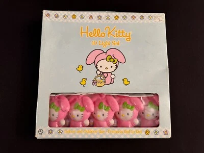 RARO DE COLECCIÓN HELLO KITTY SANRIO CONEJITO ROSA PASCUA 10 LUCES DECORATIVAS DE CADENA Foto 1 de 2