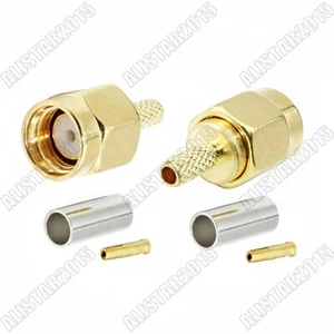 1x Conector de crimpado RP-SMA macho (pin hembra) para cable RG174 RG316 LMR100 RG178 - Imagen 1 de 3