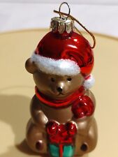 vintage Thomas Pacconi Santa Teddy Brown bear Christmas Tree Ornament 2001 glass
