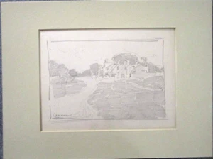 Harry A Vincent (1864-1931) CAPE ANN SUMMER original drawing LISTED ARTIST - Picture 1 of 5