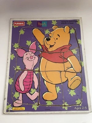 Rompecabezas de madera vintage Playskool Disney Winnie The Pooh Pooh & Piglet años 90 retro Foto 1 de 4
