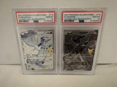 2021 Pokemon Celebrations Reshiram + Zekrom 经典 Coll PSA 10 顺序套装 — 第 1/4 张图片
