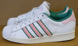 Adidas Superstar Cloud Chenille White Pink Green Shoes Womens Size 8 Like New  - Picture 1 of 12