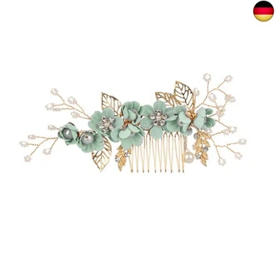  Hochzeit Haar Kamm Strass Clip Kopfschmuck Kristall Braut Haarschmuck (grün)  - Bild 1 von 4