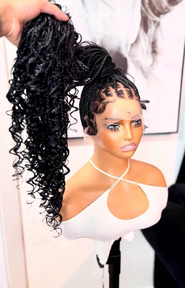 Full Lace Boho Human Hair Braided Wig For Women. - Image 1 of 4