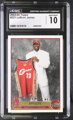 2003/04 Topps Lebron James #221 Rookie RC Cleveland Cavs CGC 10 Gem Mint - Image 1 of 2