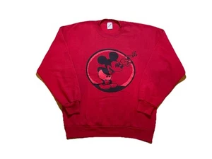 VTG 90s Mickey Mouse Weed Smoking 420 Westwood Seditionaries Red Sweatshirt L - Picture 1 of 6
