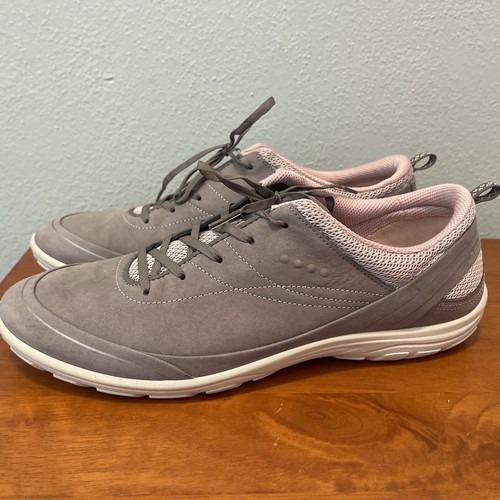 ECCO ROSA GRIGIO PELLE SNEAKERS PASSEGGIO COMODE SCARPE DA LAVORO DONNA TG 40