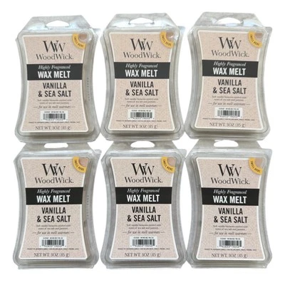 Woodwick Vanilla & Sea Salts Highly Fragranced Wax Melts 6 Packs - Image 1 of 4