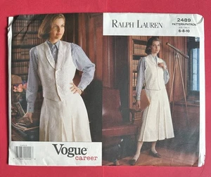 UNCUT Vogue Career 2489 Ralph Lauren Weste & Rock 6 8 10 Schnittmuster - Bild 1 von 2