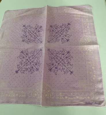 Vintage Hankie - TAMMIS KEEFE DESIGN IN LAVENDER 15" - Image 1 of 4