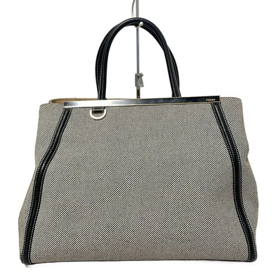 Auténtico Bolso de Mano FENDI 2 Jours 8BH250 Negro Beige Lona Cuero Foto 1 de 4