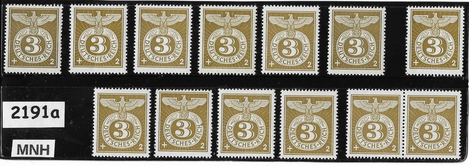 Sellos MNH X13 B217 1943 Águila Imperial y Esvástica Tercer Reich Alemania #2191a Foto 1 de 1