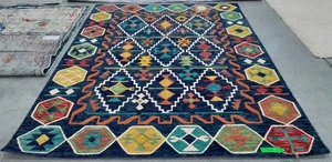 NAVY / GOLD 8'-0" x 10'-0" Hole in Rug, Reduced Price 1172780855 APN501A-8 - Picture 1 of 4