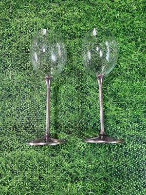 Vintage Royal Selangor for the V&A Pewter & German Crystal Wine Glasses x 2 - Image 1 of 4